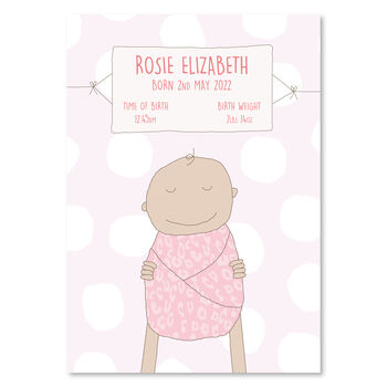 Personalised Baby Pink Art Print, 3 of 3