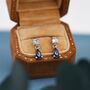 Sapphire Blue Cz Dangle Round Droplet Stud Earrings, thumbnail 1 of 11