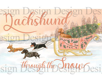 Dachshund Through The Snow Illustrated Christmas Card, 5 of 6