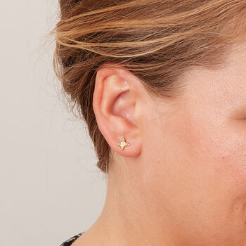 Coloured Diamond Slice Star Shaped Gold Stud Earrings, 7 of 9