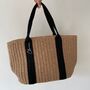 Personalised Grace Straw Wicker Black Ribbon Drawstring Beach Bag, thumbnail 4 of 7