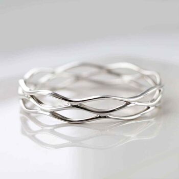 Sterling Silver Lattice Bangle, 3 of 8