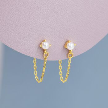 Sterling Silver Pearl And Chain Earrings, 7 of 12