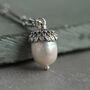 Freshwater Pearl Silver Acorn Necklace, thumbnail 1 of 8