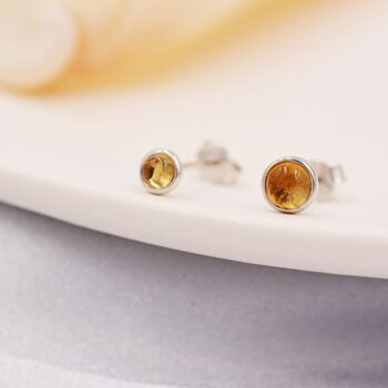 Natural Citrine Crystal Stud Earrings Sterling Silver, 4 of 11
