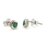 Handmade Sterling Silver Dainty Emerald Stud Earrings, thumbnail 4 of 7