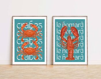 Shellfish Print Pair Featuring Crabs And Lobster, 6 of 6