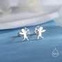 Sterling Silver Tiny Cupid Angel Stud Earrings, thumbnail 1 of 12