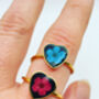 Real Narcissus Adjustable Ring Hand Made Heart, thumbnail 2 of 9