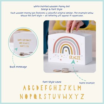 Personalised Modern Rainbow Money Pot Piggy Bank, 5 of 10