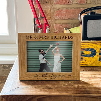 Personalised Wedding Photo Frame Mr And Mrs Gift, 8 of 10