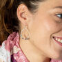 Silver Plated Large Teardrop Earrings With Pink Beads, thumbnail 3 of 3