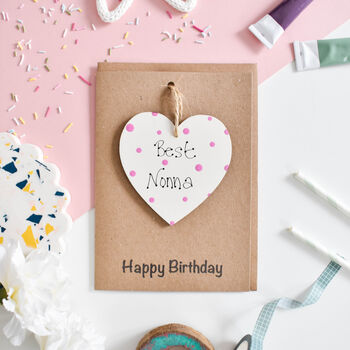 Personalised Nonna Heart Birthday Card Wooden Keepsake, 2 of 2