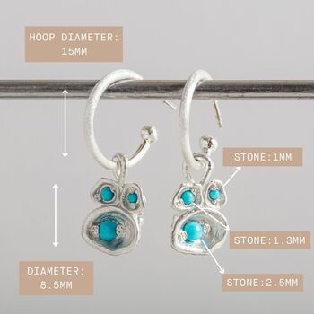 Real Turquoise And Recycled Silver Drop Hoops, 4 of 5