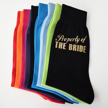 Property Of The Bride, Groom Wedding Socks, 2 of 8