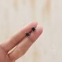 Prong Set Black Cz Stud Earrings In Sterling Silver, thumbnail 2 of 9