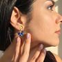 Hammered Sapphire September Birthstone Earrings, thumbnail 4 of 4