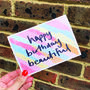 'Happy Birthday Beautiful' Hand Lettered Birthday Card, thumbnail 3 of 4