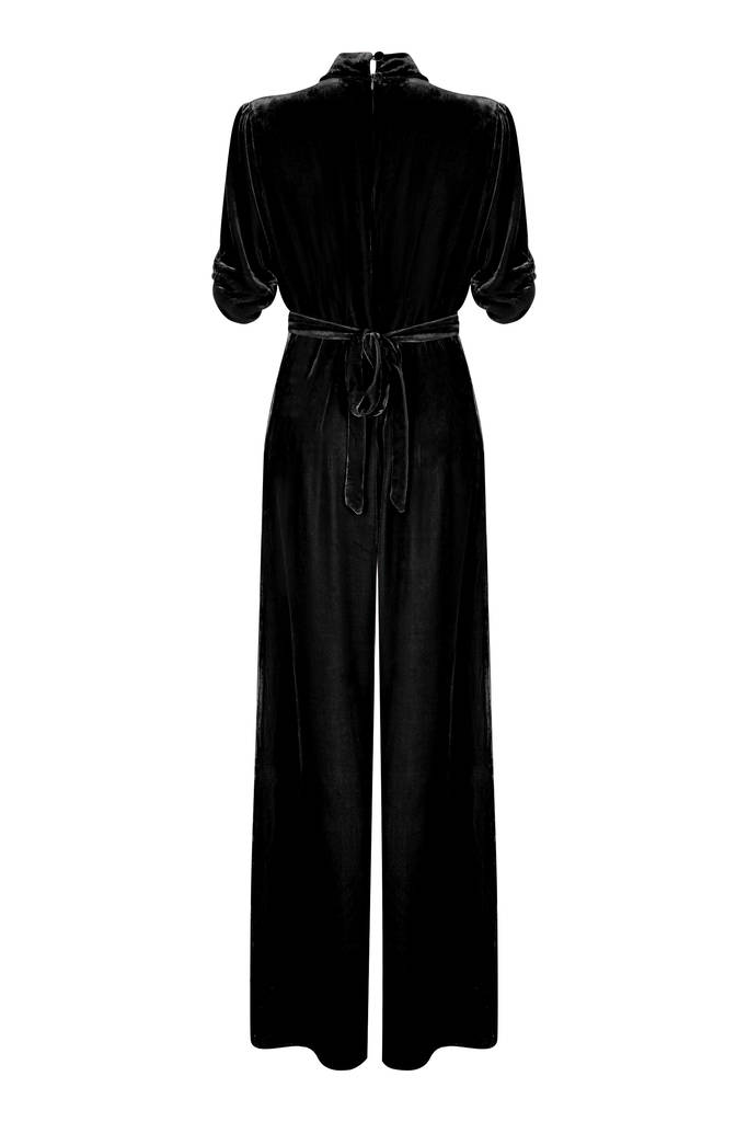 Timeless Silk Velvet Jumpsuit In Black By Nancy Mac ...