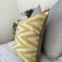 Yellow And Cream Zigzag Silk Ikat Cushion, thumbnail 3 of 8