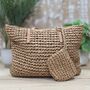 Rattan Shoulder Bag With Purse In Beige, thumbnail 2 of 2