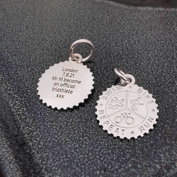 Triathlon Silver Swim Bike Run Personalised Necklace, 7 of 12