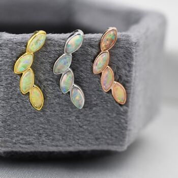 Opal Marquise Crawler Earrings In Sterling Silver, 2 of 12