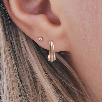 Gold Plated Sterling Silver Graduated Hoop Earrings, 2 of 4