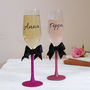 Glitter Bow Personalised Champagne Glass, thumbnail 3 of 4