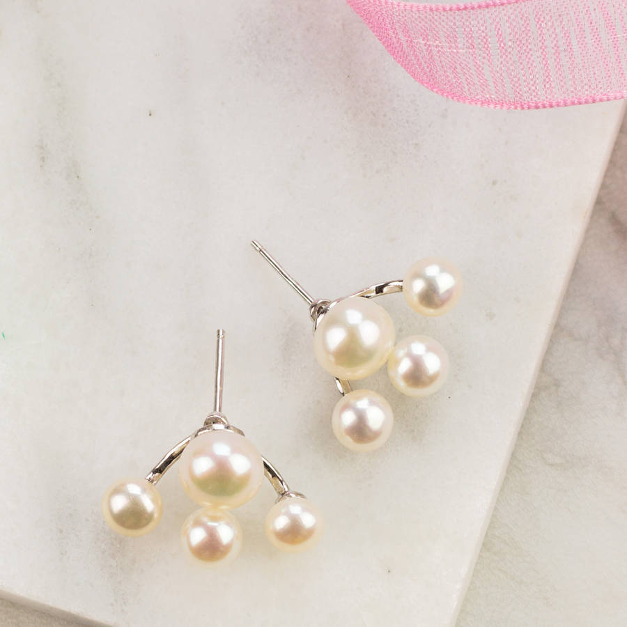 pearl and silver two way earring jackets by bish bosh becca ...