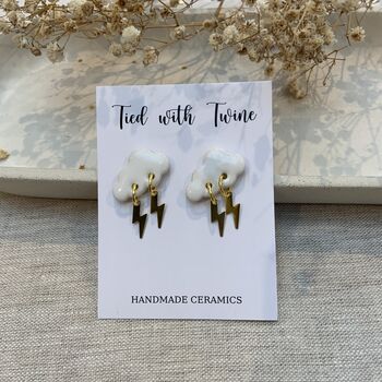 Statement Cloud And Lightening Bolt Stud Earrings, 2 of 8