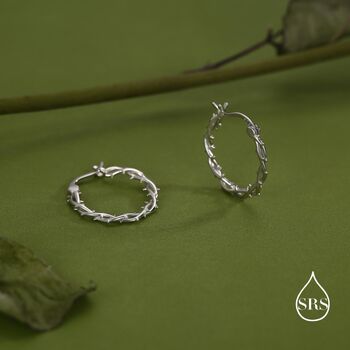 Thorned Vine Sterling Silver Hoop Earrings, 7 of 11
