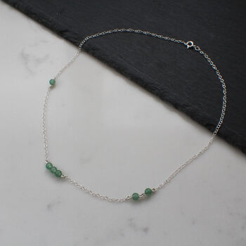 Green Aventurine Beaded Necklace In 9ct Gold Or Silver, 3 of 4