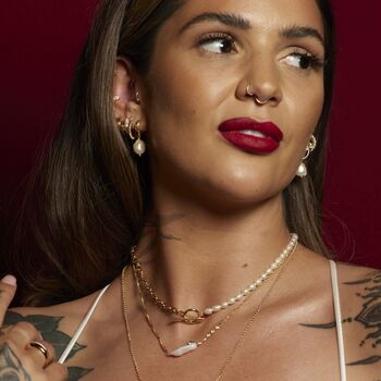 Half Pearl And Half Chain T Bar Necklace, 3 of 7