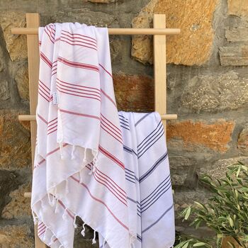 St Ives, Striped Peshtemal Towel Red, 6 of 12