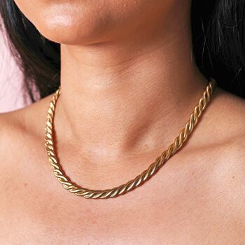Gold Stainless Steel Chunky Triple Snake Chain Necklace, 2 of 4