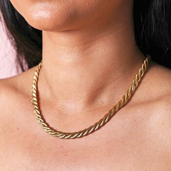 Gold Stainless Steel Chunky Triple Snake Chain Necklace, 2 of 5
