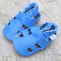 Dotty Fish Bright Blue Soft Leather Baby Sandals With Barefoot Soles, thumbnail 4 of 8