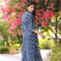 Indigo Floral Dabu Fit And Flare Maxi Dress, thumbnail 3 of 4