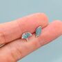 Mismatched Enamel Beech And Ginkgo Leaf Stud Earrings In Sterling Silver, thumbnail 7 of 12