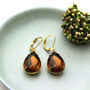 Large Dark Topaz Teardrop Rhinestone Drop Earrings, thumbnail 3 of 5