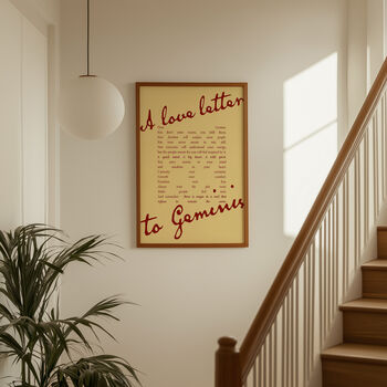 Gemini Zodiac Print | A Love Letter To Gemini | Astrology Wall Art | Star Sign Gift Poster, 4 of 8