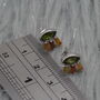 Green Tourmaline Stud Earrings: Silver, Red,Orange Drop, thumbnail 6 of 6