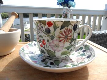 Large Cup And Saucer In Hedgerow Bramble Design, 8 of 12
