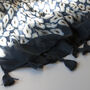 Navy Blue Geometric Print Tassel Soft Scarf, thumbnail 4 of 10