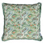 Cranes Green Patterned Fringe Cotton Cushion, thumbnail 3 of 7