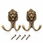 Vintage Brass Lion Wall Hooks Set Of Two, thumbnail 1 of 9