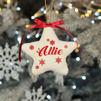 Personalised Plush Padded Star Christmas Tree Decoration, 2 of 5