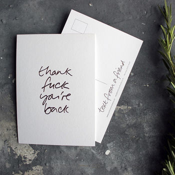 'Thank Fuck You're Back' Pack Of Foil Postcards, 3 of 3