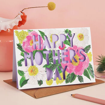Happy Mother's Day Peony Floral Paper Cut Card, 3 of 5
